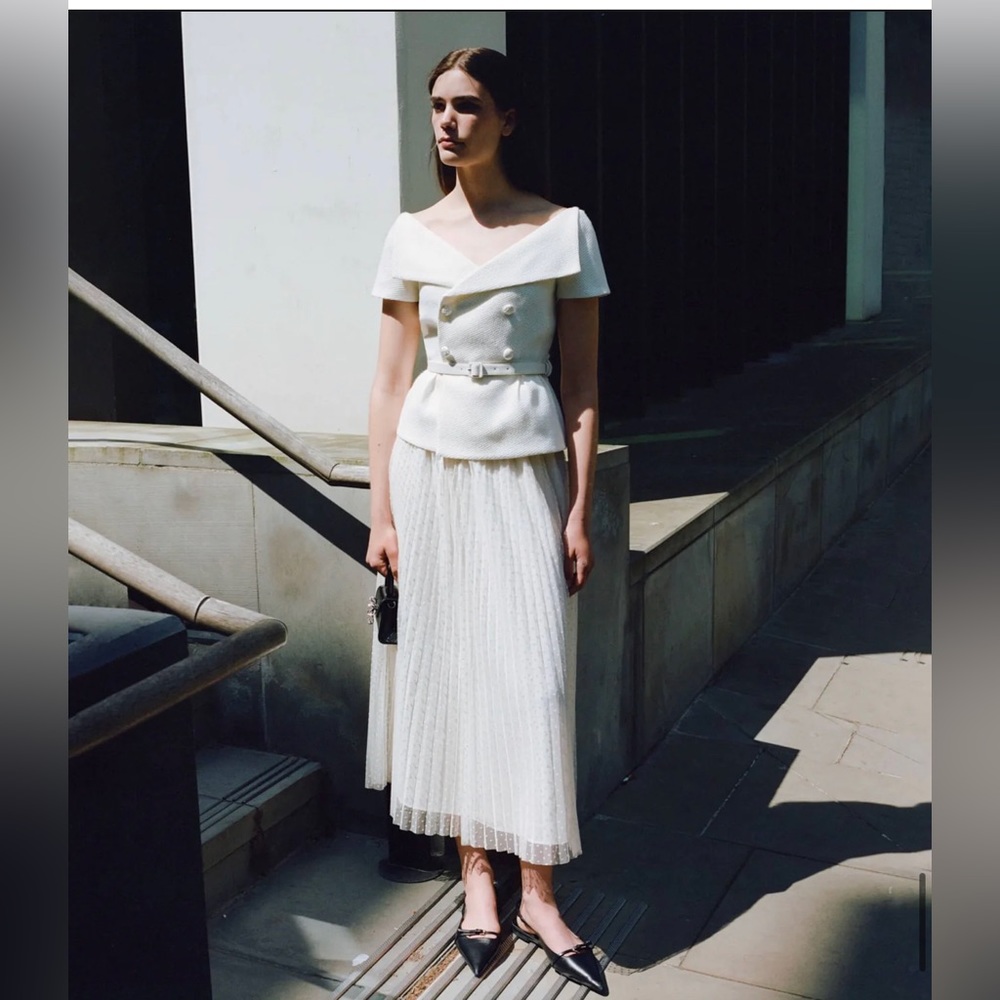 Self Portrait Cream Off Shoulder Midi Dress - Picture 1 of 2